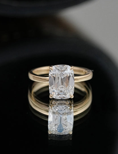 Georgian Old Mine Cushion Lab Diamond Solitaire Ring Engagement Ring