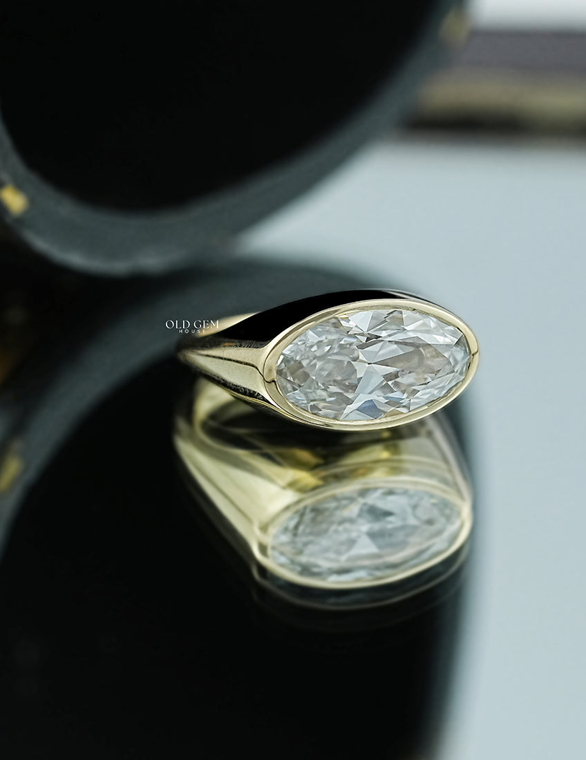 Georgian Old Mine Moval Bezel Setting Ring Engagement RingMen's Jewelry