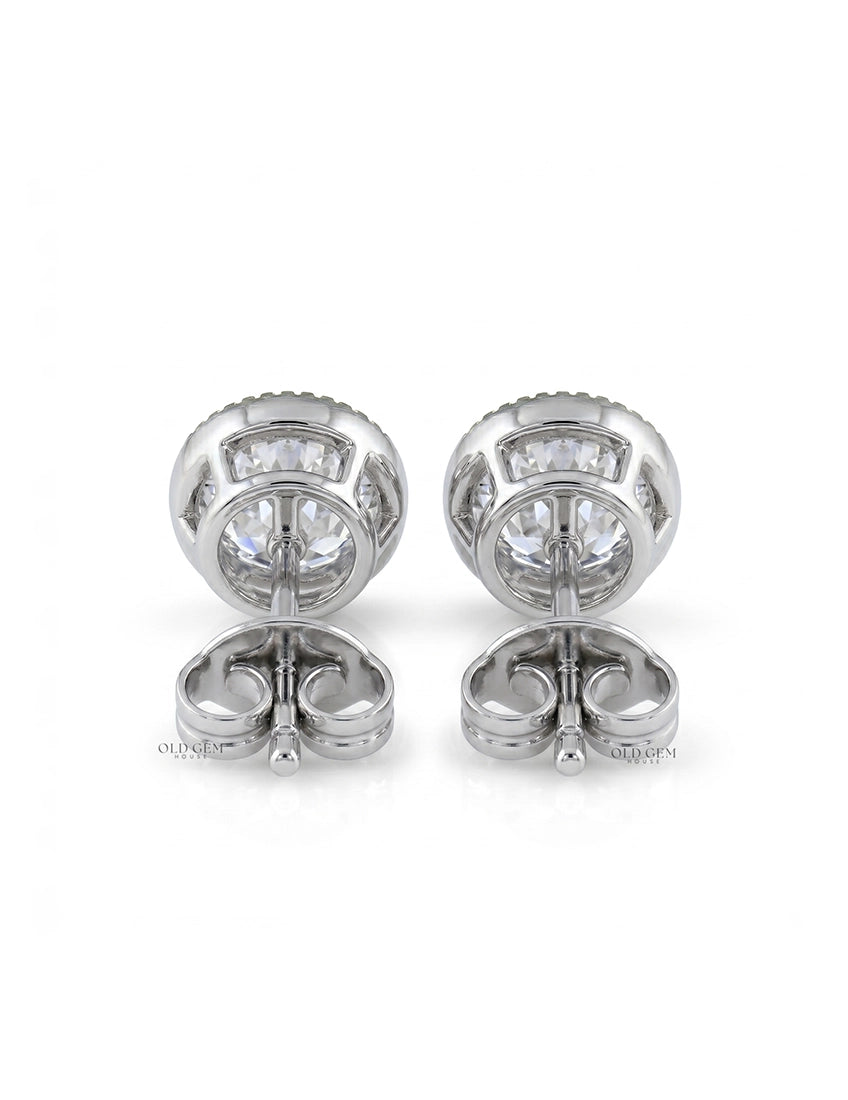 Old European Round Cut Milgrain Stud Earrings Earrings