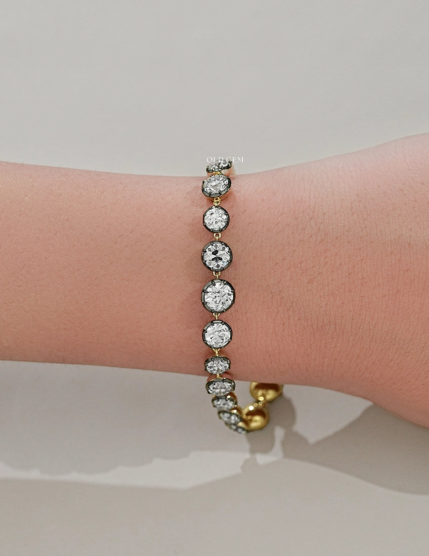 Vintage Old European Cut Lab Diamond Tennis Bracelet Bracelet