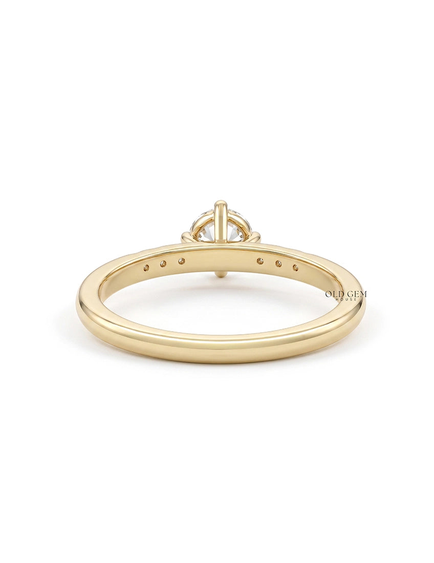 Georgian Old European Round Cut Solitaire Accent Ring Engagement Ring