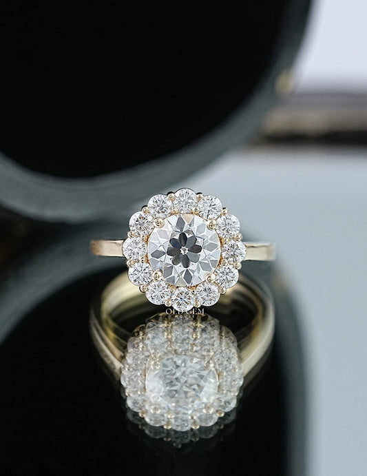 Old European Round Cut Halo Ring