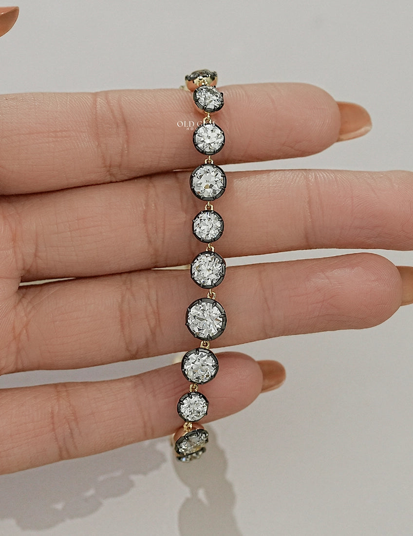 Vintage Old European Cut Lab Diamond Tennis Bracelet Bracelet