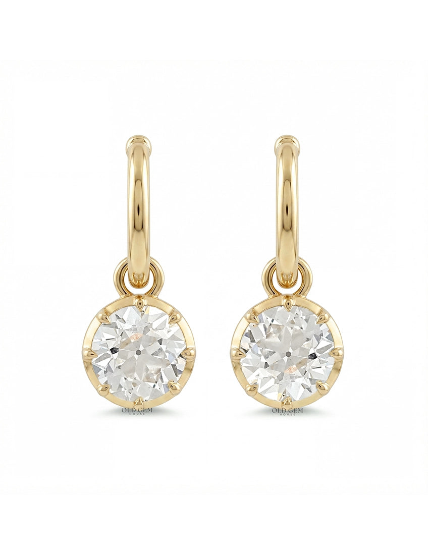 OEC Round Cut Lab Grown Diamond Dangle Drop Earrings Earrings