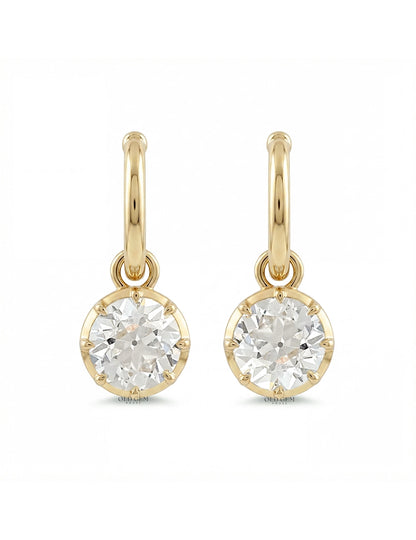 OEC Round Cut Lab Grown Diamond Dangle Drop Earrings Earrings