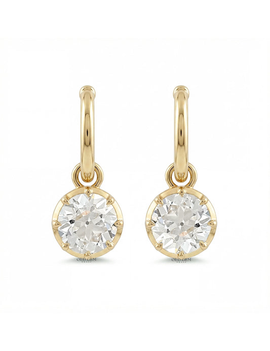 OEC Round Cut Lab Grown Diamond Dangle Drop Earrings Earrings