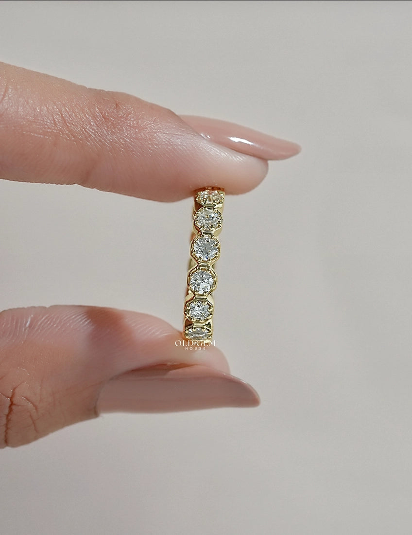 Old European Round Cut Eternity Wedding Band Wedding Band