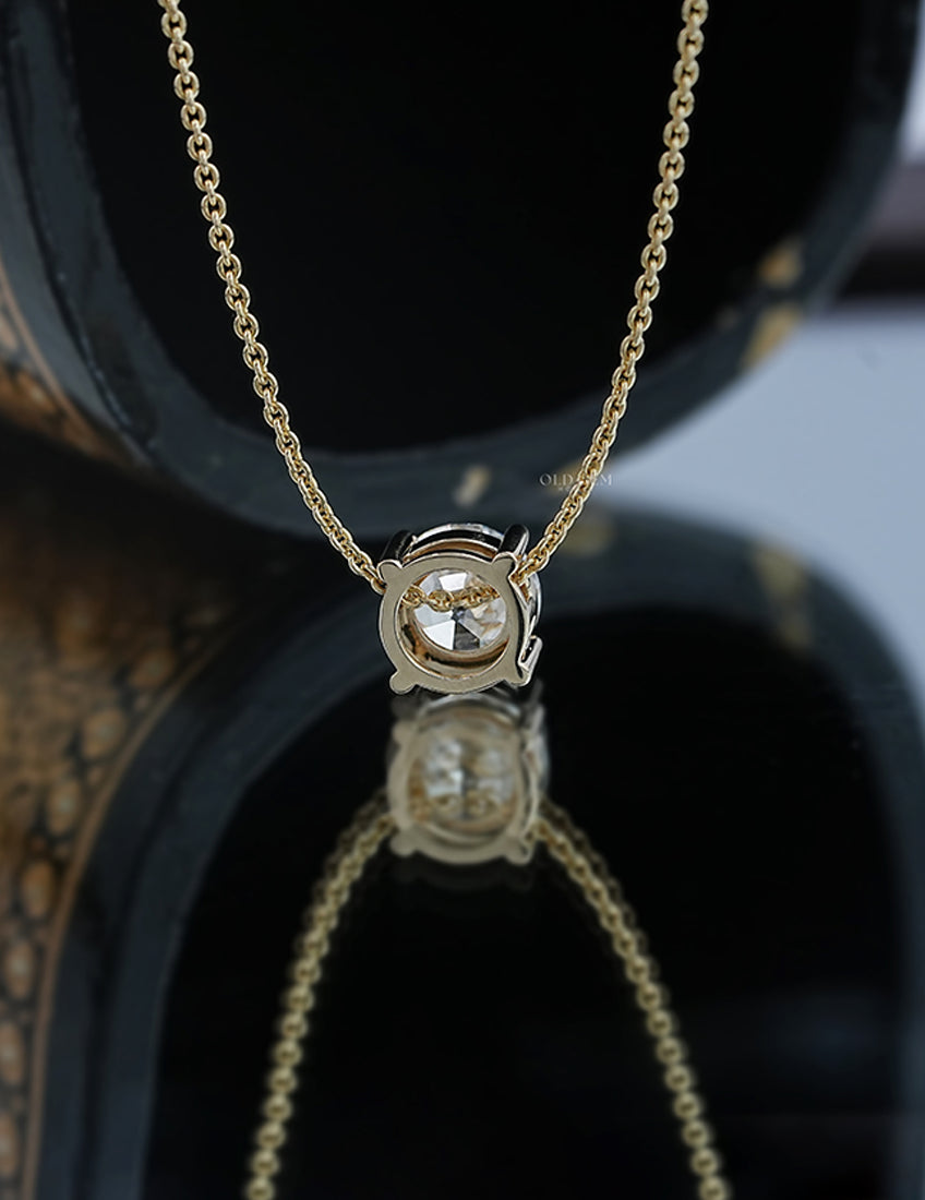 Old European Round Cut Diamond Solitaire Pendant Necklaces