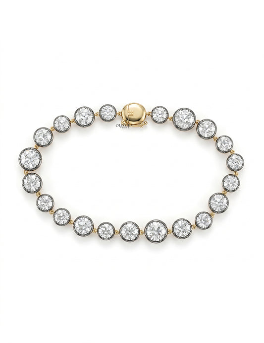 Vintage Old European Cut Lab Diamond Tennis Bracelet Bracelet