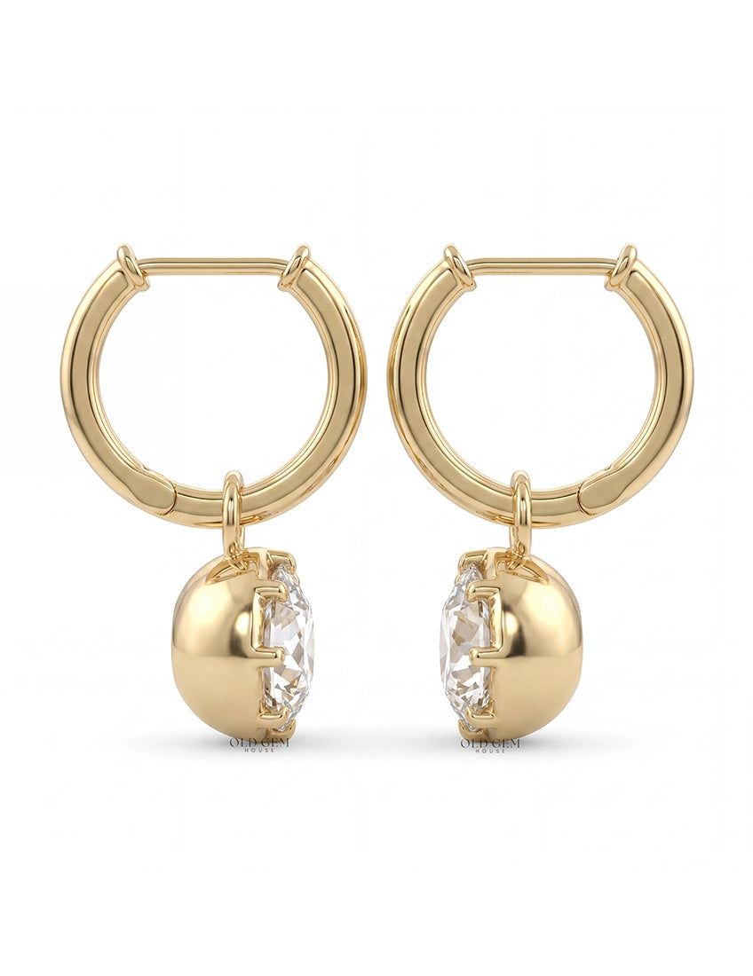 OEC Round Cut Lab Grown Diamond Dangle Drop Earrings Earrings