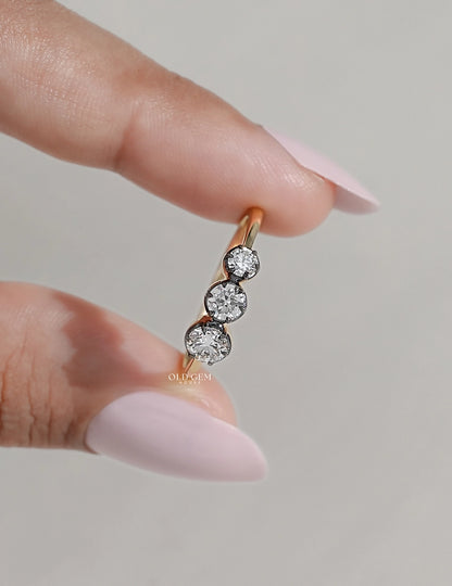 Old European Round Cut Three Stone Engagement Ring Engagement Ring