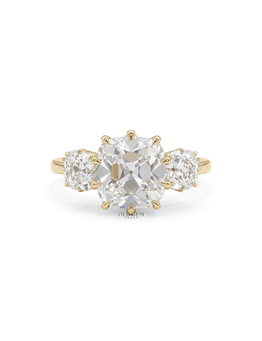 Mid Century Old Mine Cut Trilogy Engagement Ring Engagement Ring