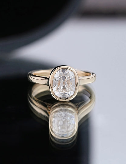 Old Mine Cushion Bezel Solitaire Ring