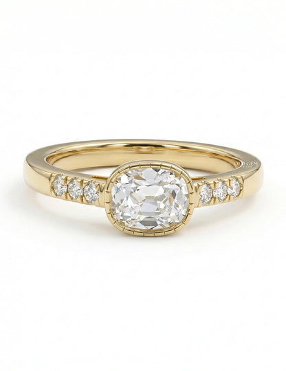 Georgian Old Mine Cushion Cut Accent Ring Engagement Ring