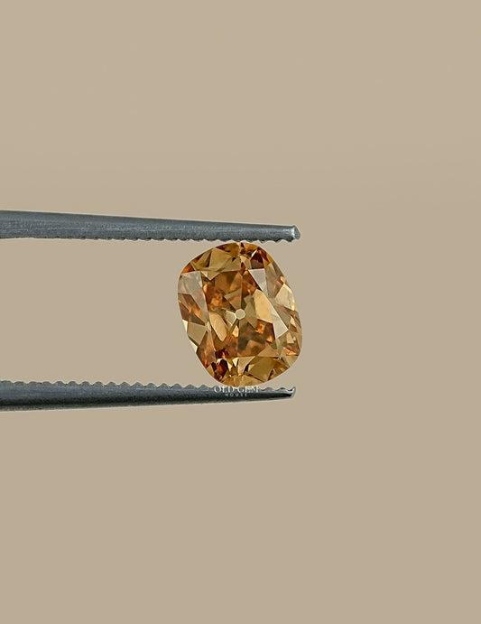 1 Carat Old Mine Cushion Cut Champagne Diamond Lab Grown Diamond