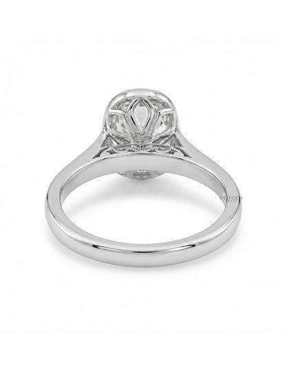 Mid Century Old Mine Cushion Bezel Set Solitaire Ring Engagement Ring