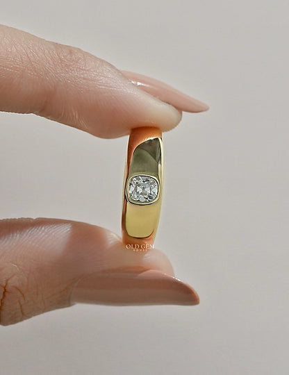 Old Mine Cushion Cut Flush Set Band Georgian Era Wedding Band