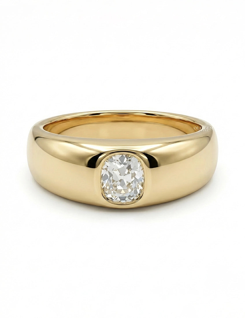 Old Mine Cushion Cut Flush Set Band Georgian Era Wedding Band