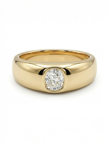 Old Mine Cushion Cut Flush Set Band Georgian Era Wedding Band