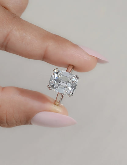 Mid Century Old Mine Cushion Lab Diamond Solitaire Ring Engagement Ring