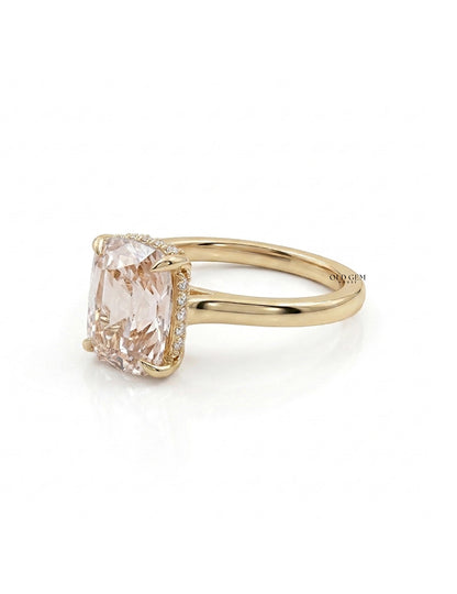 Georgian Old Mine Cushion Cut Hidden Halo Engagement Ring Engagement Ring