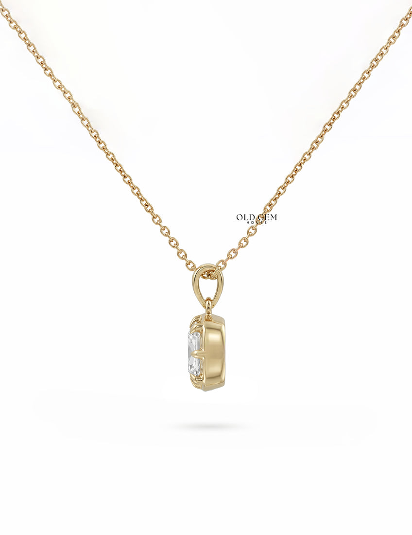 Vintage Style Square Old Mine Cushion Diamond Pendant Necklaces