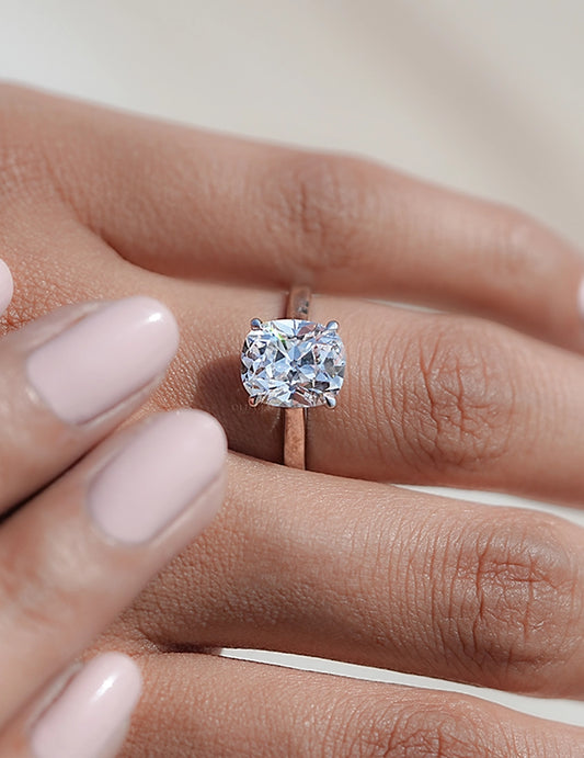 Mid Century Old Mine Cushion Lab Diamond Engagement Ring Engagement Ring