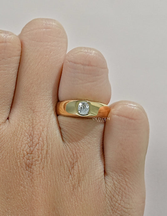 Old Mine Cushion Cut Flush Set Band Georgian Era Wedding Band