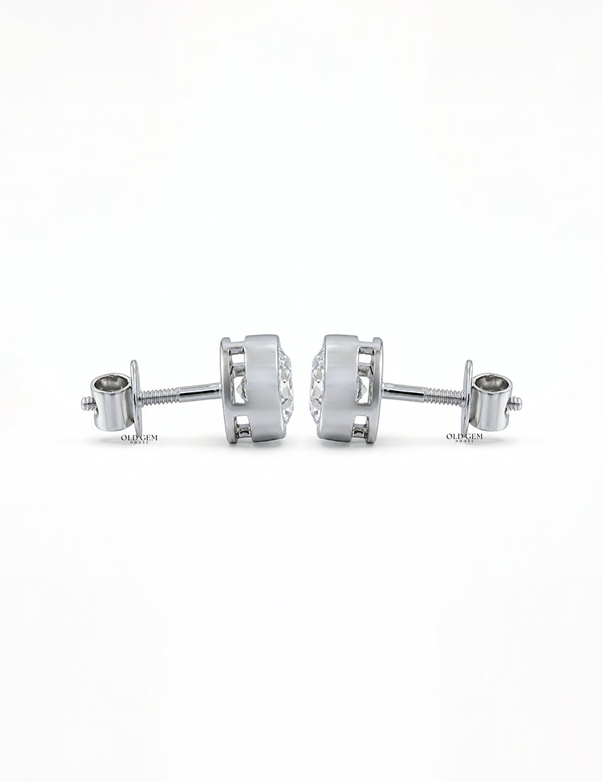 Square Old Mine Cushion Lab Diamond Stud Earring Earrings
