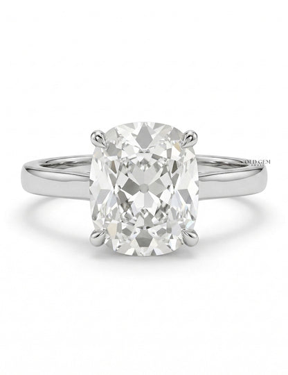 Mid Century Old Mine Cushion Lab Diamond Engagement Ring Engagement Ring