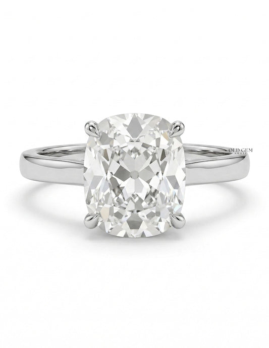 Mid Century Old Mine Cushion Lab Diamond Engagement Ring Engagement Ring