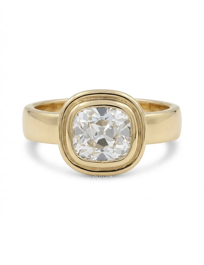 Georgian Old Mine Cushion Cut Bezel Set Engagement Ring Engagement Ring