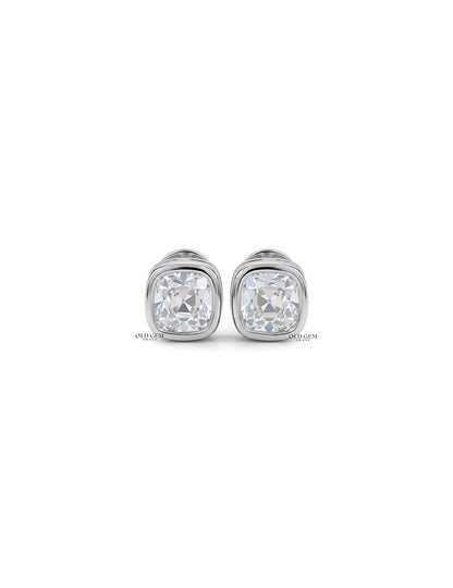 Square Old Mine Cushion Lab Diamond Stud Earring Earrings