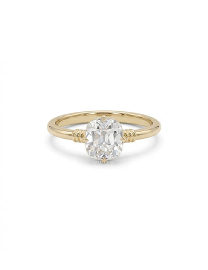 Mid Century Old Mine Cushion Diamond Solitaire Ring Engagement Ring
