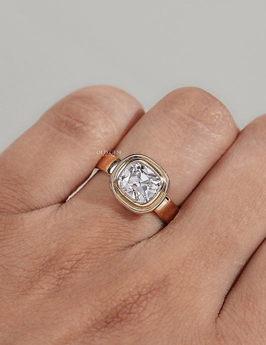 Georgian Old Mine Cushion Cut Bezel Set Engagement Ring Engagement Ring