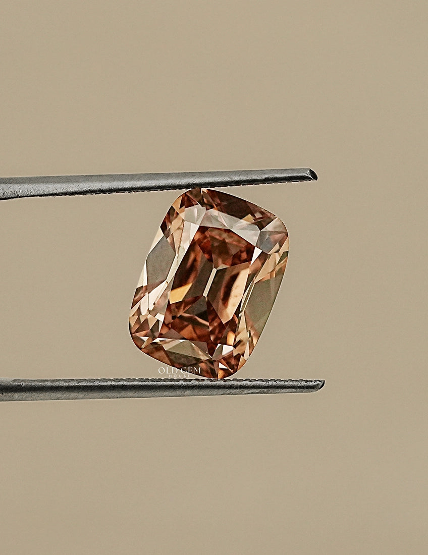 Old Mine Cushion Cut Loose Diamond - Champagne Lab Grown Diamond