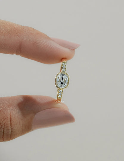 Georgian Old Mine Cushion Cut Accent Ring Engagement Ring