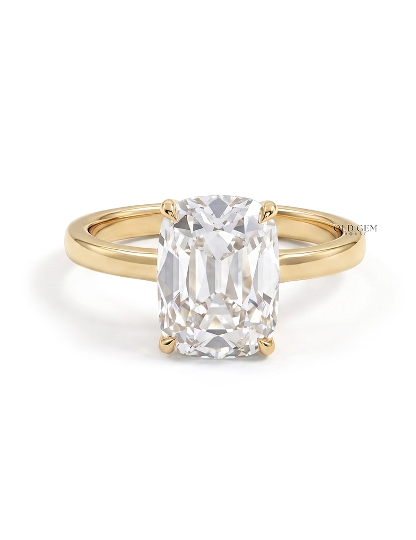 Georgian Old Mine Cushion Lab Diamond Solitaire Ring Engagement Ring