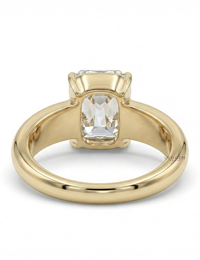 Georgian Old Mine Cushion Thick Band Ring Engagement Ring