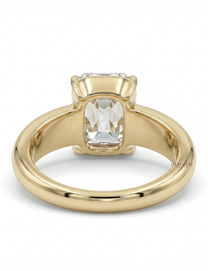 Georgian Old Mine Cushion Thick Band Ring Engagement Ring