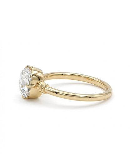 Mid Century Old Mine Cushion Diamond Solitaire Ring Engagement Ring