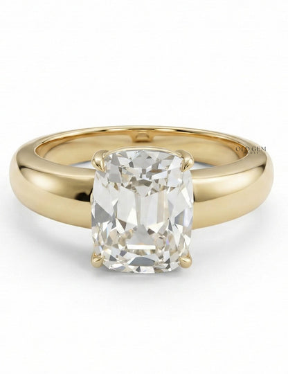 Georgian Old Mine Cushion Thick Band Ring Engagement Ring