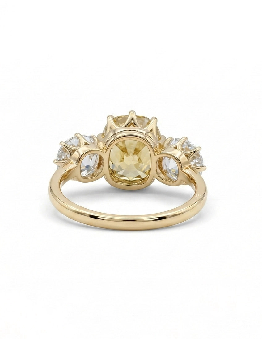 Vintage Edwardian Old Mine Cushion Three Stone Ring Engagement Ring