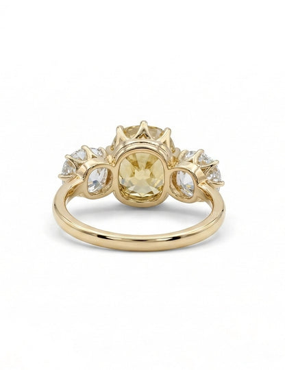 Vintage Edwardian Old Mine Cushion Three Stone Ring Engagement Ring
