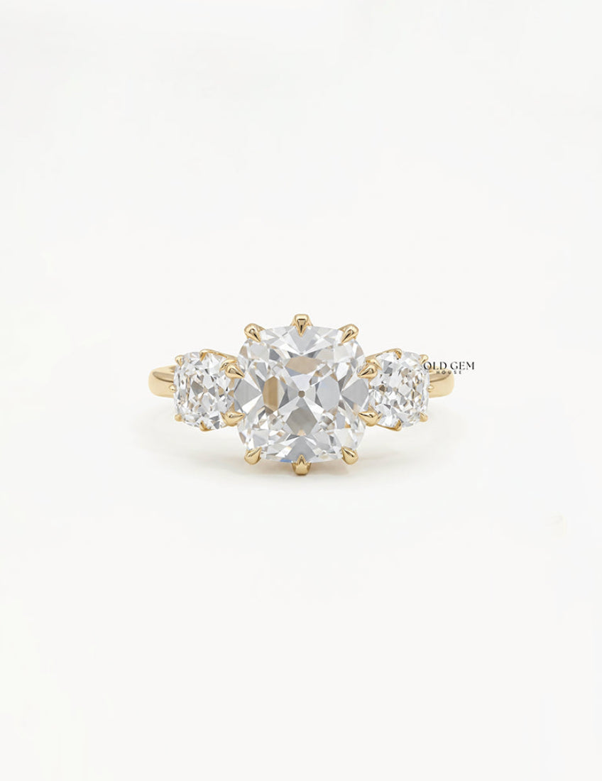 Mid Century Old Mine Cut Trilogy Engagement Ring Engagement Ring