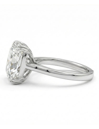 Mid Century Old Mine Cushion Lab Diamond Solitaire Ring Engagement Ring