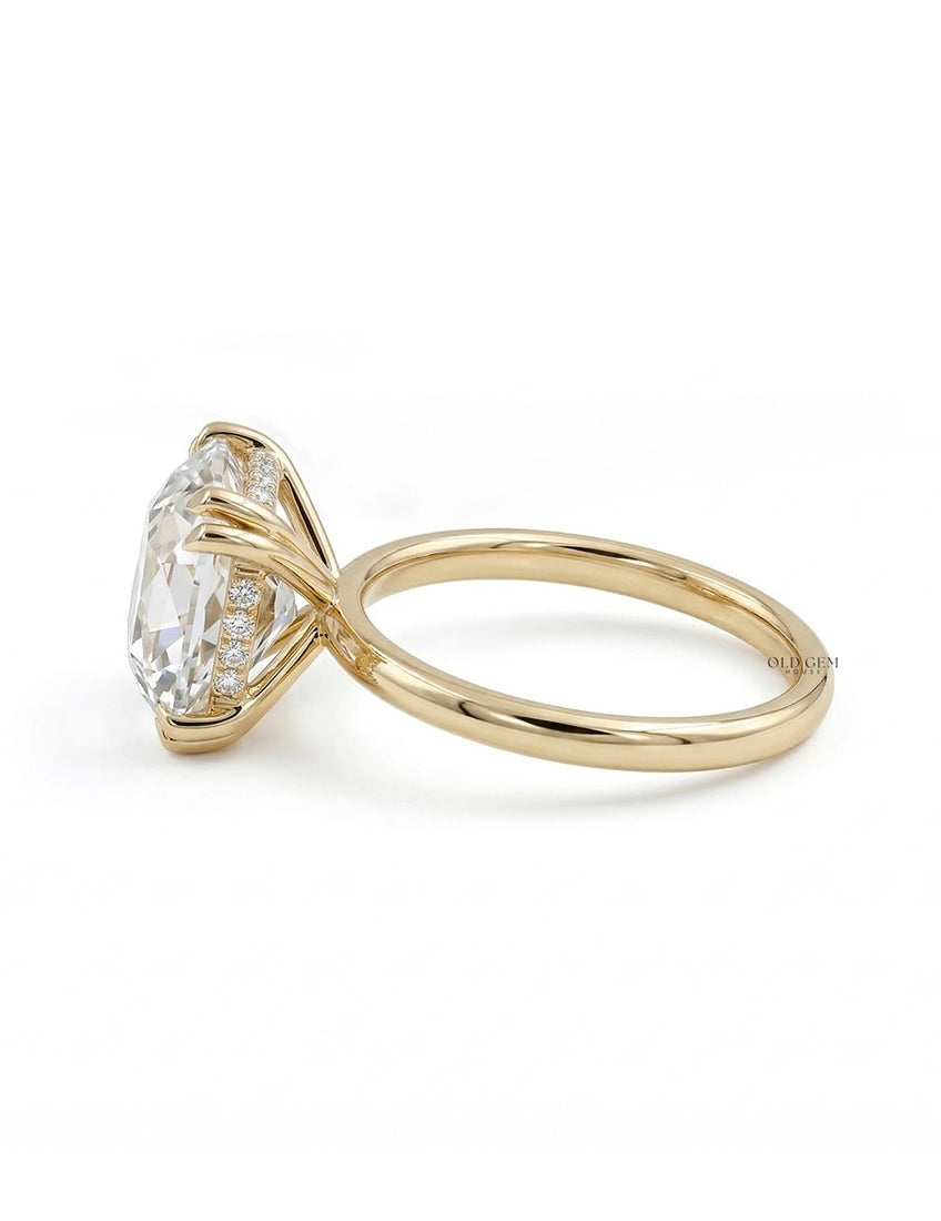 Georgian Old Mine Cut Hidden Halo Diamond Ring Engagement Ring