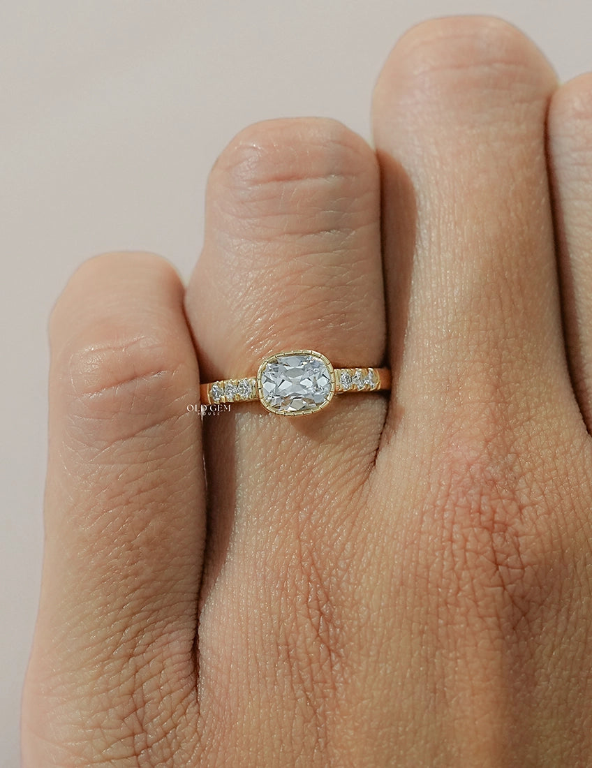 Georgian Old Mine Cushion Cut Accent Ring Engagement Ring