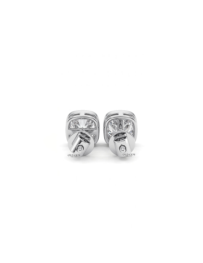 Square Old Mine Cushion Lab Diamond Stud Earring Earrings