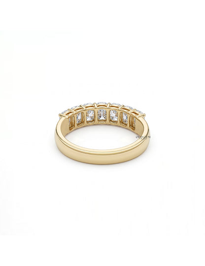 Mid Century Seven Stone Old Mine Cushion Diamond Band Wedding Band